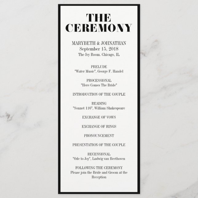 Herr und Frau Modern Bold Wedding Program Programm (Vorderseite)
