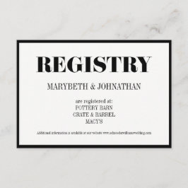 Herr und Frau Modern Bold Wedding Registry Card Begleitkarte