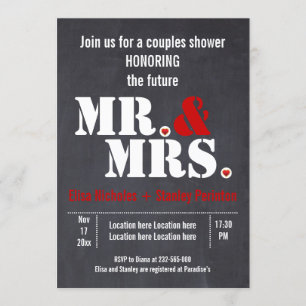 Herr und Frau Moderne Typografie Hochzeit Baby Sho Einladung