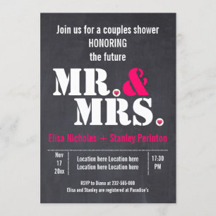 Herr und Frau Moderne Typografie Hochzeit Baby Sho Einladung