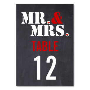 Herr und Frau moderne Typografie Hochzeitstisch Nu Tischnummer