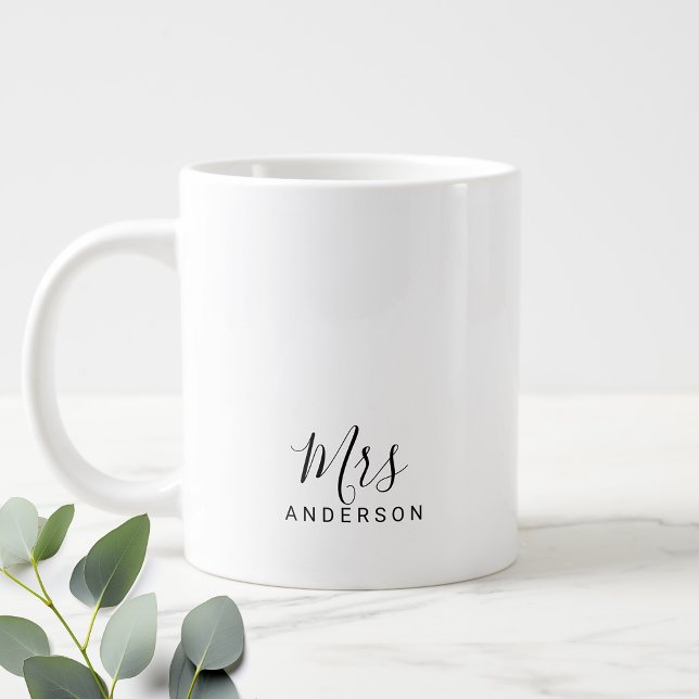 Herr und Frau | Modernes Drehbuch Personalisierter Jumbo-Tasse (Von Creator hochgeladen)