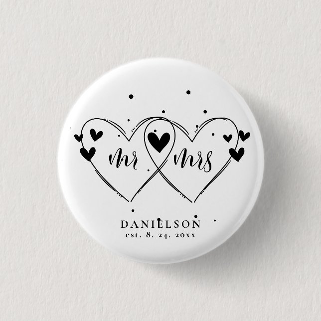 Herr und Frau Newly Weds Wedding Button (Vorderseite)