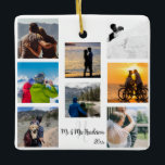 Herr und Frau Newlywed Custom 8 Foto Grid Keramikornament<br><div class="desc">Herr und Frau Newlywed Custom 8 Foto Grid. Geschenk an die Neuvermählten oder als Leckerei</div>