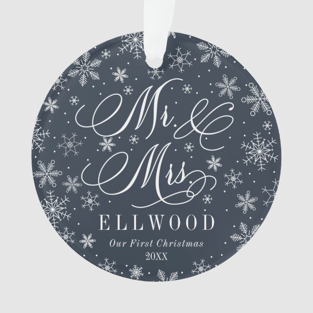Herr und Frau Newlywed First Christmas Foto Orname Ornament (Vorderseite)