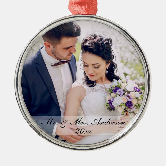 Herr und Frau Newlywed Wedding Foto Ornament W (Vorne)