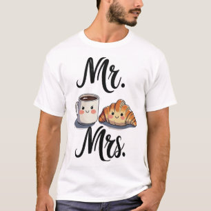 Herr und Frau Niedlich Coffee and Croissant Couple T-Shirt