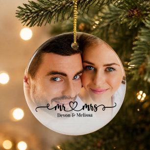 Herr und Frau Paar Foto-Overlay-Script Herz Keramik Ornament