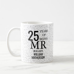 Herr und Frau Recht Lustiges 25. Hochzeitstag Silb Kaffeetasse