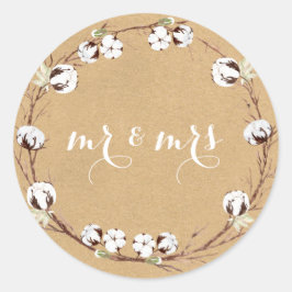 Herr und Frau Rustic Umschlag Aufklebers Runder Aufkleber