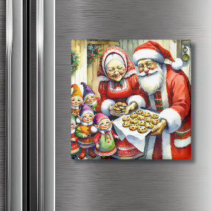 Herr und Frau Santa Claus, Cookie und Elfen Weihna Magnet