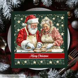 Herr und Frau Santa Claus Cooking Watercolor Napki Serviette