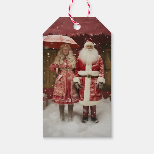 Herr und Frau Santa Claus Geschenkanhänger (Vorderseite)
