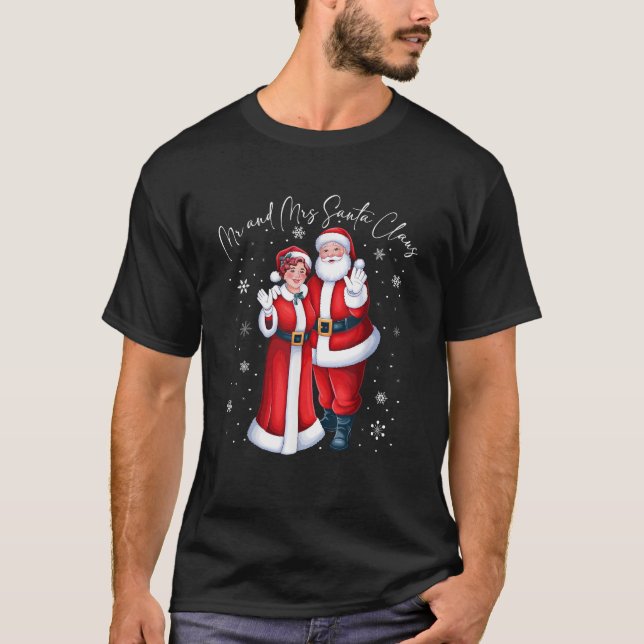 Herr und Frau Santa Claus Paare treffen Weihnachte T-Shirt (Vorderseite)