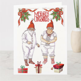 Herr und Frau Santa Claus 🤶 Papier Dolls mit Klei Karte