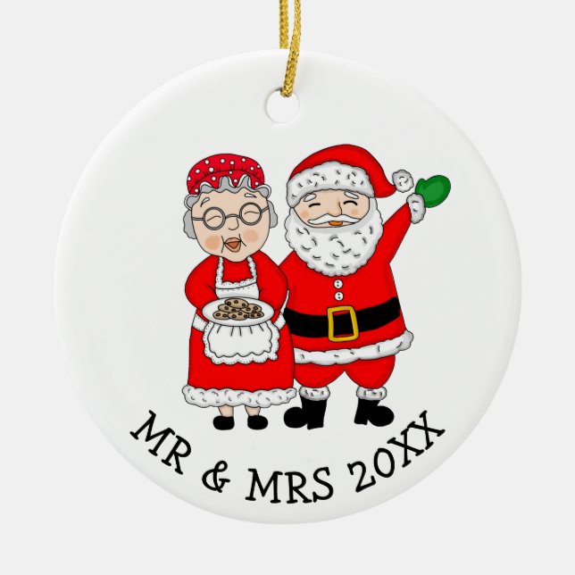 Herr und Frau Santa Claus Personalisierte Weihnach Keramik Ornament (Vorne)