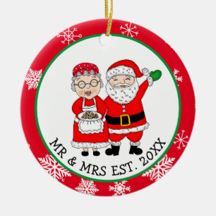 Herr und Frau Santa Claus Personalisierte Weihnach Keramik Ornament