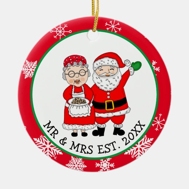 Herr und Frau Santa Claus Personalisierte Weihnach Keramik Ornament (Vorne)