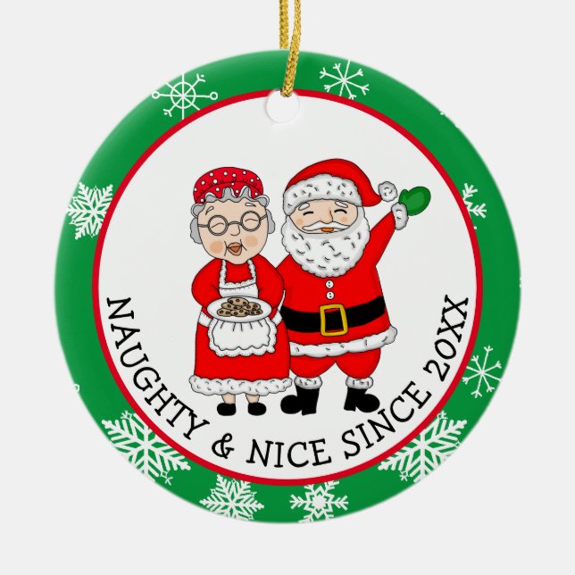 Herr und Frau Santa Claus Personalisierte Weihnach Keramik Ornament (Vorne)