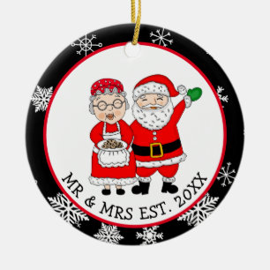 Herr und Frau Santa Claus Personalisierte Weihnach Keramik Ornament