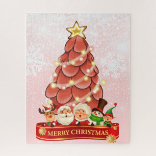 Herr und Frau Santa Pink Weihnachtsbaum Puzzle
