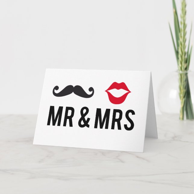 Herr und Frau, Schnurrbart und rote Lippen Karte (Vorderseite)