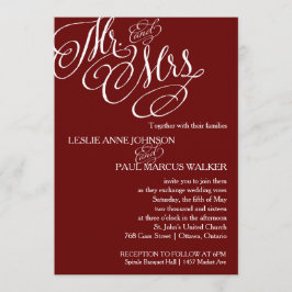 Herr und Frau Scroll Wedding Invitation Burgunder Einladung