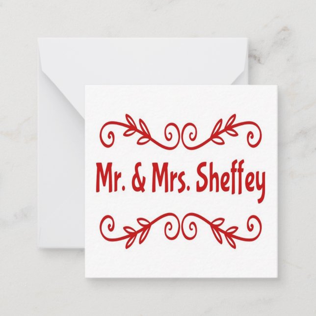 Herr und Frau Sheffey Mitteilungskarte (Vorderseite)