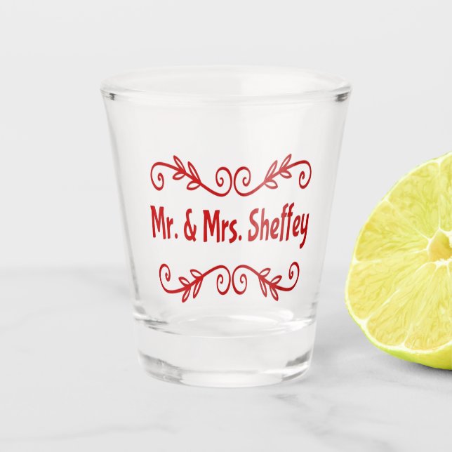 Herr und Frau Sheffey Schnapsglas (Vorderseite)