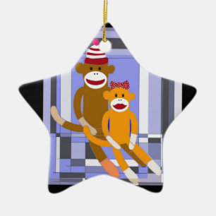 Herr-und Frau-Sock Affe Keramik Ornament