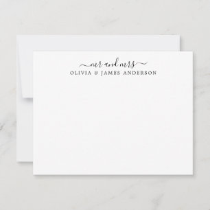 Herr und Frau Stylish Script Calligraphy Newlyweds Mitteilungskarte