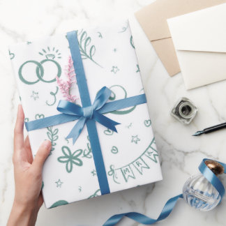 Herr und Frau süße Doodles Geschenkpapier in Salbe