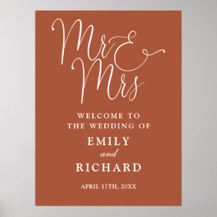 Herr und Frau Terracotta Wedding Begrüßungszeichen Poster