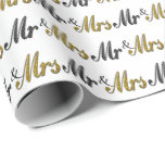 Herr und Frau Tuxedo Gold Sparkle Wedding Geschenkpapier<br><div class="desc">Herr-und Frau-Tuxedo Gold Wedding           Bride Bräutigam-Paar-Name</div>