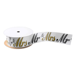 Herr und Frau Tuxedo Gold Sparkle Wedding Satinband