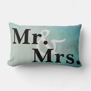 Herr und Frau Typografy pillow aquamarin blue ombr Lendenkissen