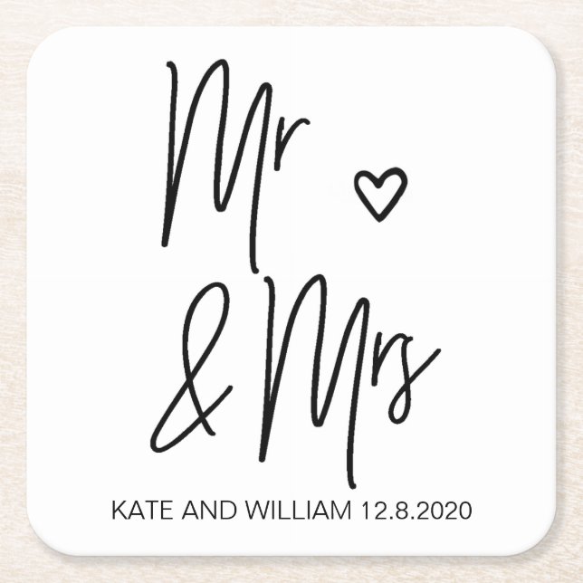 Herr und Frau Wedding Coasters Rechteckiger Pappuntersetzer (Vorderseite)