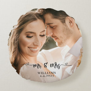 Herr und Frau Wedding Couple Pillow Rundes Kissen