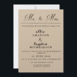 Herr und Frau Wedding Einladung<br><div class="desc">Diese einfache typografische Hochzeitseinladung zeigt Herrn und Frau in einem eleganten Skript. Dieses Design kann durch die Eingabe Ihrer Hochzeitsinformationen auf Ihre Bedürfnisse zugeschnitten werden. Wenn Sie den Schriftart bearbeiten möchten,  klicken Sie bitte auf Anpassen.</div>