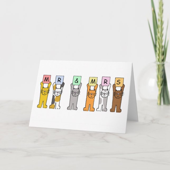 Herr und Frau Wedding gratulieren Niedlichen Katze Karte (Vorderseite)