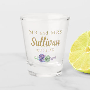 Herr und Frau Wedding lila Sukkulente befürworten  Schnapsglas