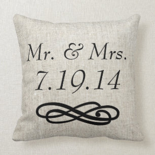 Herr-und Frau-Wedding Linen Burlap Wurfs-Kissen Kissen