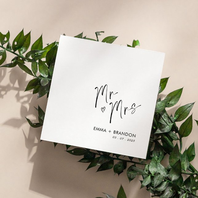 Herr und Frau Wedding Napkins handschriftlich, ele Serviette (Personalized Elegant Handwritten Mr and Mrs Wedding Napkins)