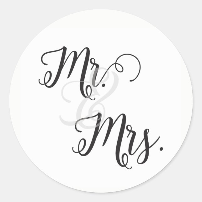 Herr und Frau Wedding Stickers - Schwarz und Weiß (Vorderseite)