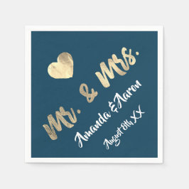 Herr und Frau White Heart Blue Champaigne Gold Serviette