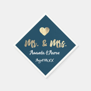 Herr und Frau White Heart Blue Champaigne Gold Serviette