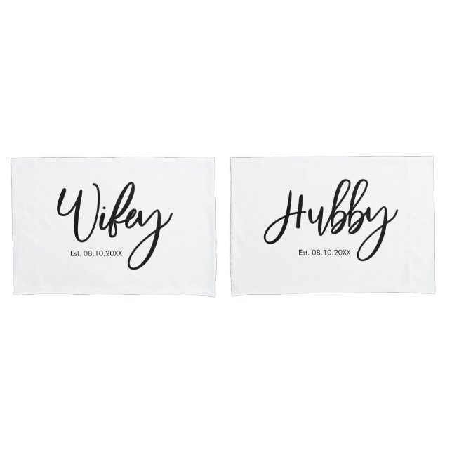 Herr und Frau Wifey und Hubby Couple Pillowcases Kissenbezug (Vorderseite-Set)
