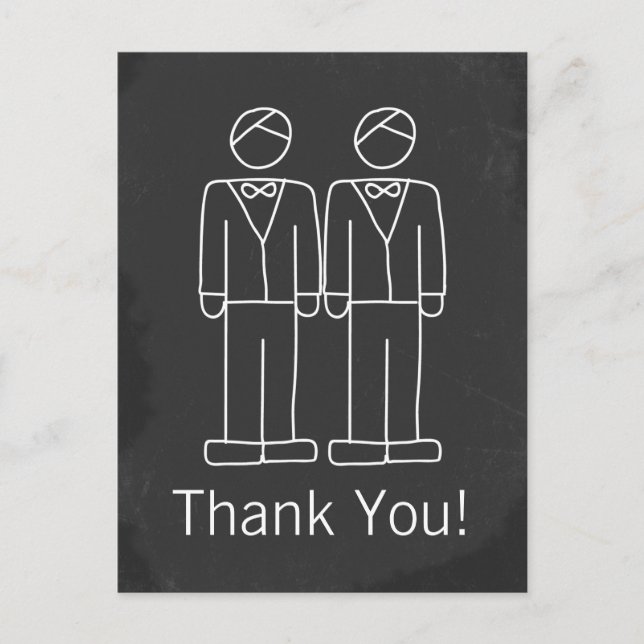Herr und Herr Doodle Chalkboard Gay Wedding Vielen Postkarte (Vorderseite)