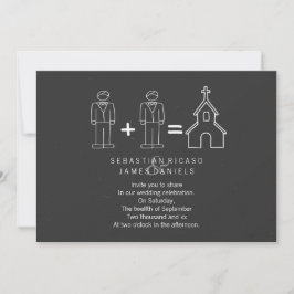Herr und Herr Doodle Church Chalkboard Gay Wedding Einladung