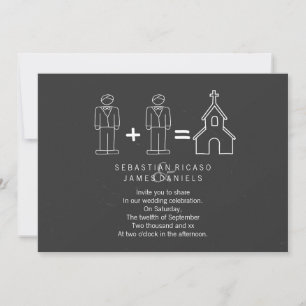 Herr und Herr Doodle Church Chalkboard Gay Wedding Einladung